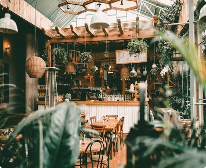 resto with plants